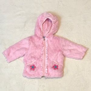Bon Bebe Pink Soft Fluffy Jacket with Flowers